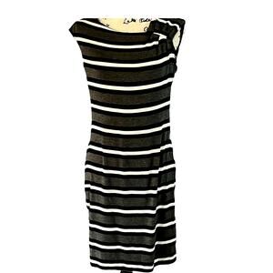 Calvin Klein gray, black & white striped casual sheath dress 8‎
